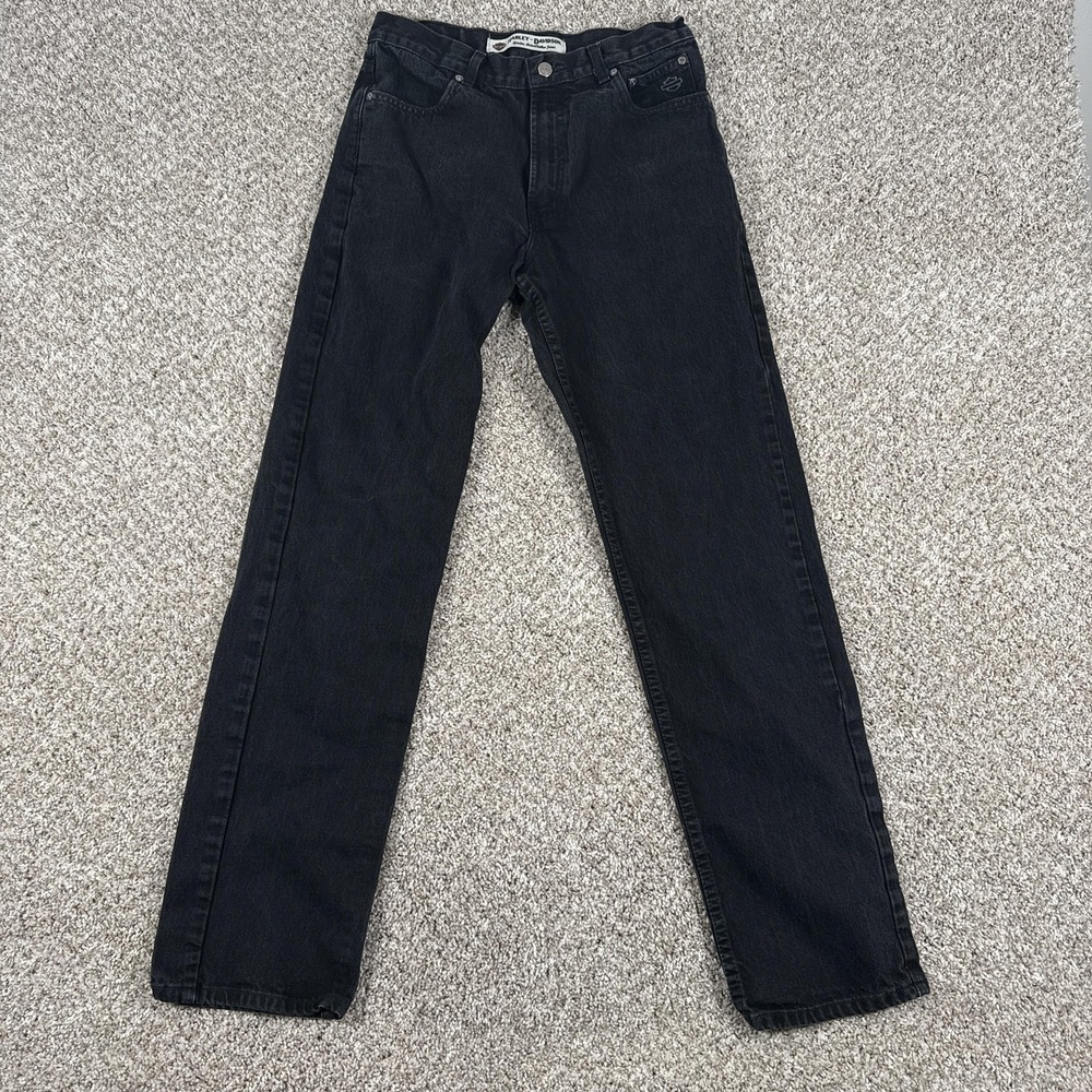Harley-Davidson Jeans Mens 32x34 Black Straight Leg Denim Biker Motorcycle